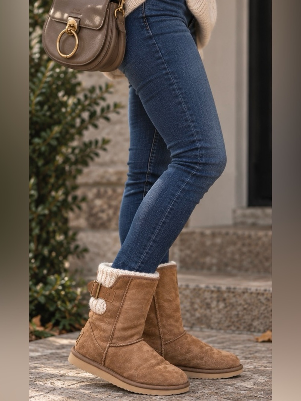 Australia Luxe Collective Luxury Spartan Knit Short Sheepskin Chestnut Boot 8